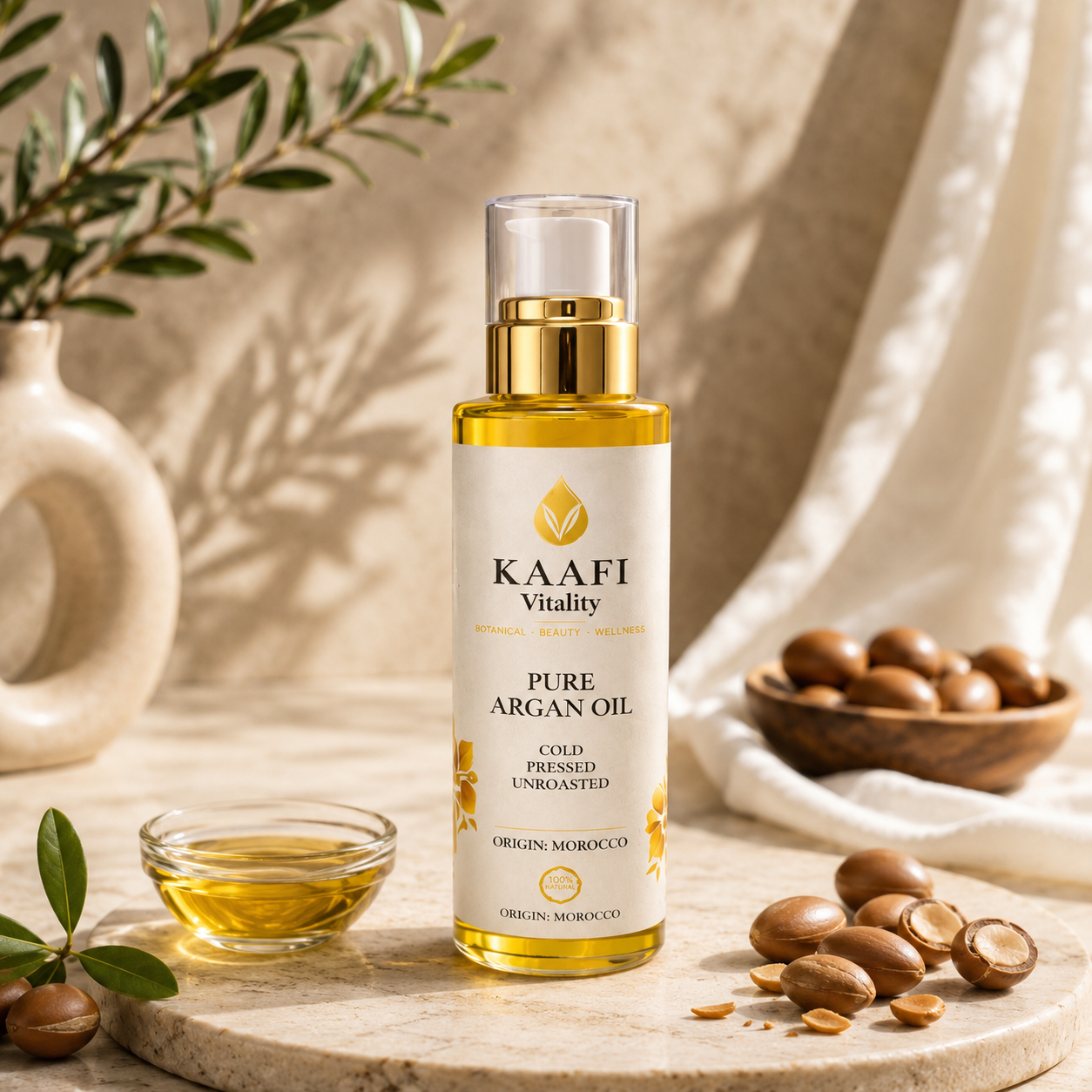 Pure Moroccan Argan Oil – Deep Hydration & Natural Glow | KAAFI Vitality