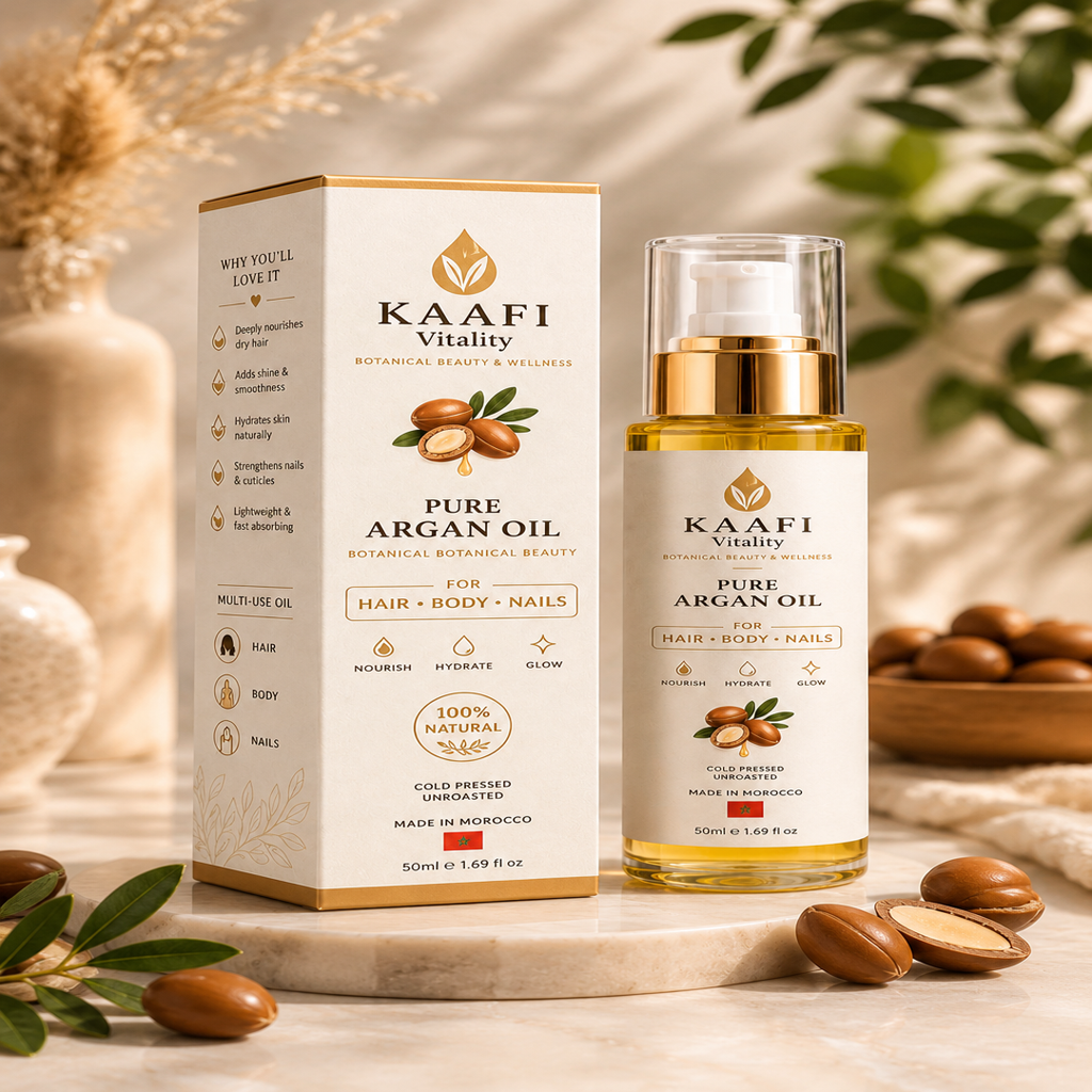 Pure Moroccan Argan Oil – Deep Hydration & Natural Glow | KAAFI Vitality
